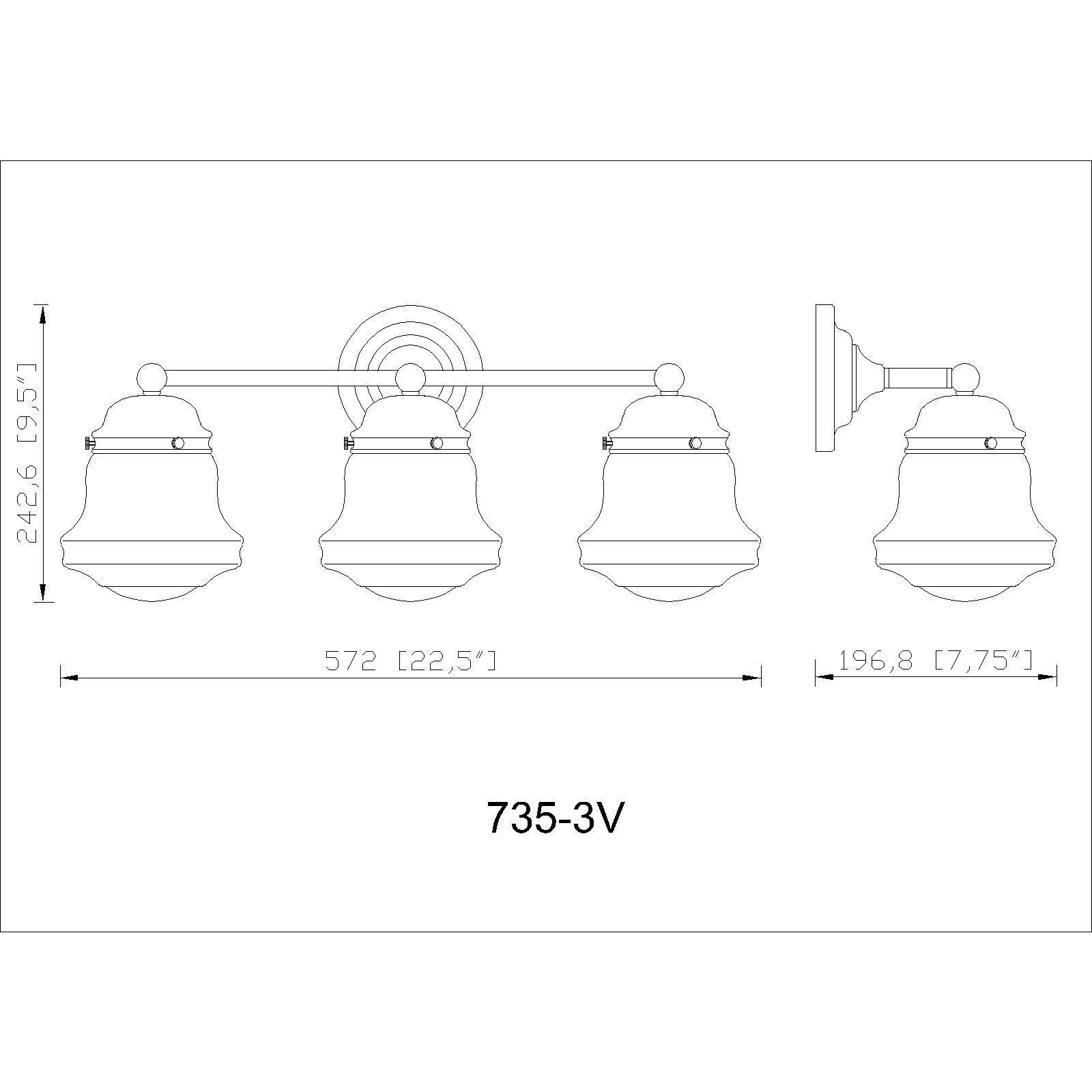 Vaughn 3 Light 22.5 inch Brushed Nickel Vanity Wall Light