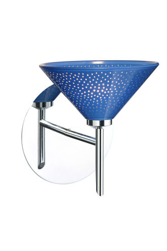 Kona 1 Light 6 inch Chrome Mini Sconce Wall Light in Halogen, Blue Starpoint Glass