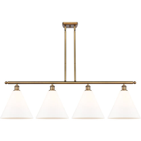 Ballston Ballston Cone LED 50.25 inch Brushed Brass Island Light Ceiling Light in Matte White Glass