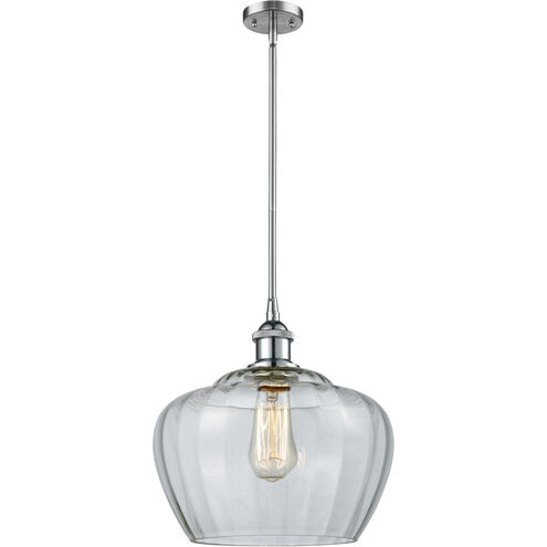 Ballston Large Fenton 1 Light 11 inch Polished Chrome Pendant Ceiling Light in Clear Glass, Ballston