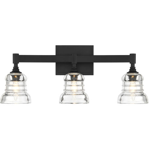 Gregory 3 Light 23.75 inch Matte Black Bath Vanity Wall Light