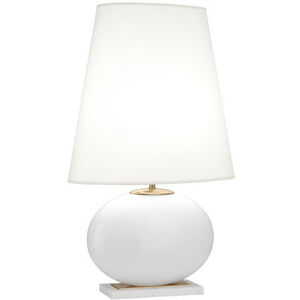 Raquel 30 inch 150 watt White Glass with Modern Brass Table Lamp Portable Light, Modern Brass Accents