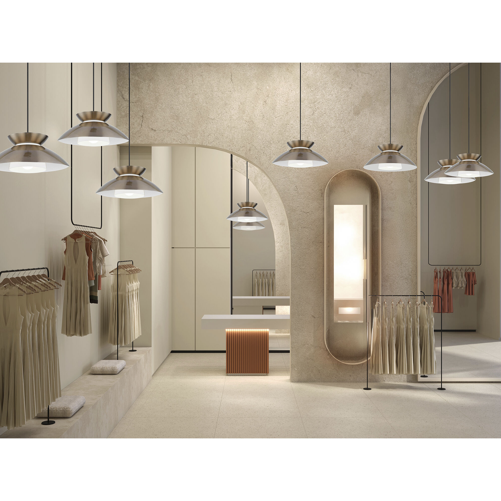 Fusion Collection 1 Light 14.25 inch Brushed Brass Pendant Ceiling Light, Noreen Family