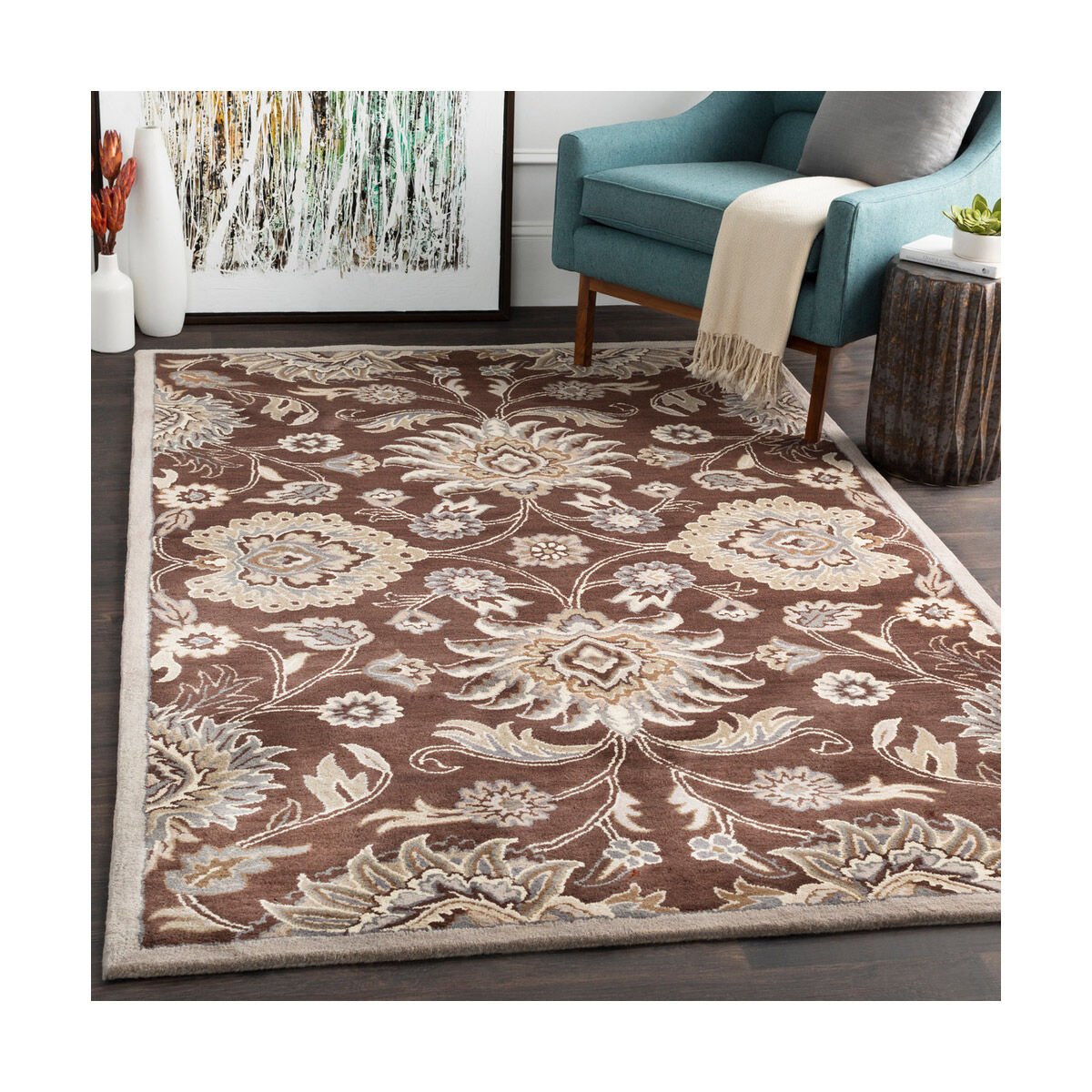 Caesar 48 X 48 inch Dark Brown/Taupe/Khaki/Medium Gray/Charcoal Rugs, Wool