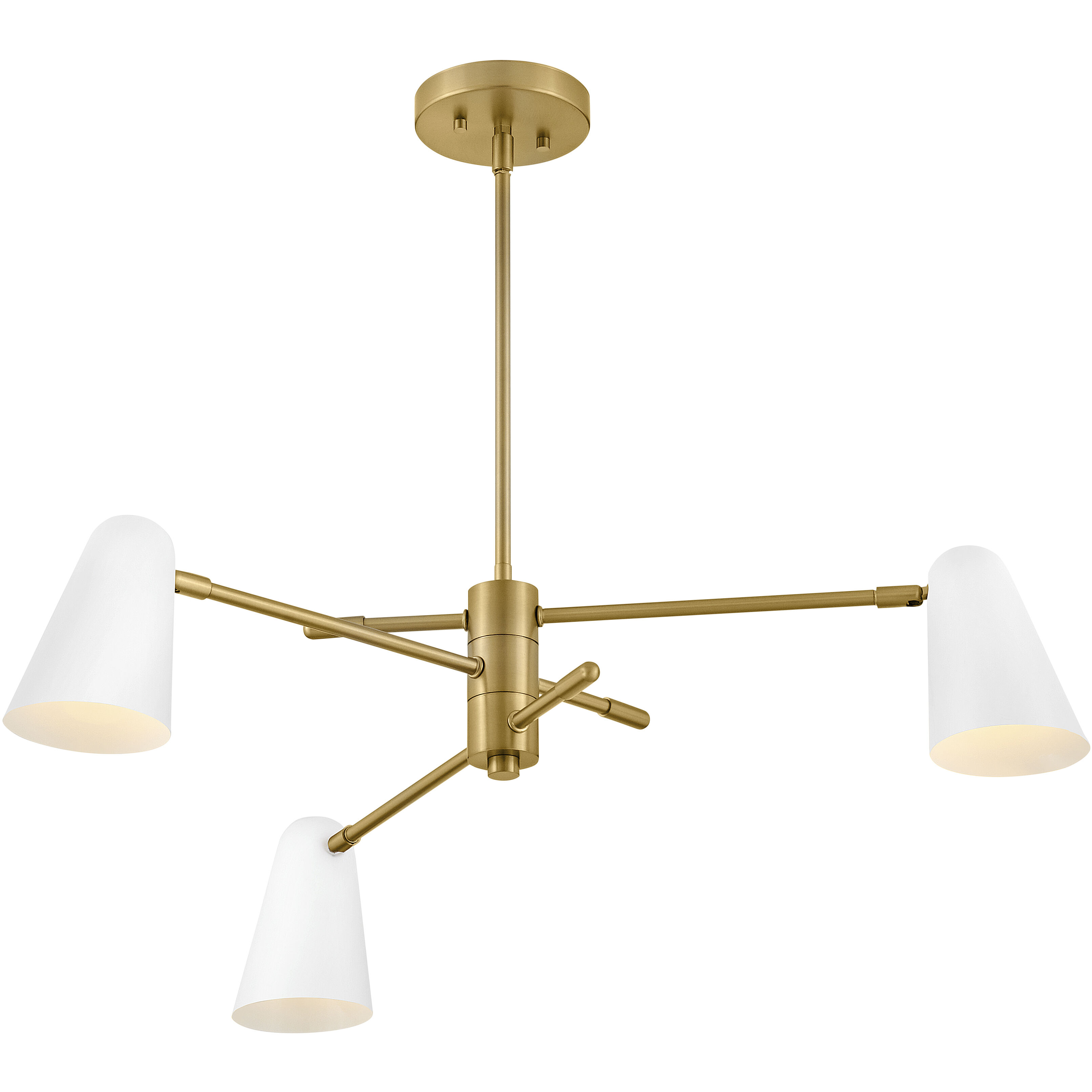 Birdie LED 30 inch Lacquered Brass with Matte White accents Chandelier Ceiling Light