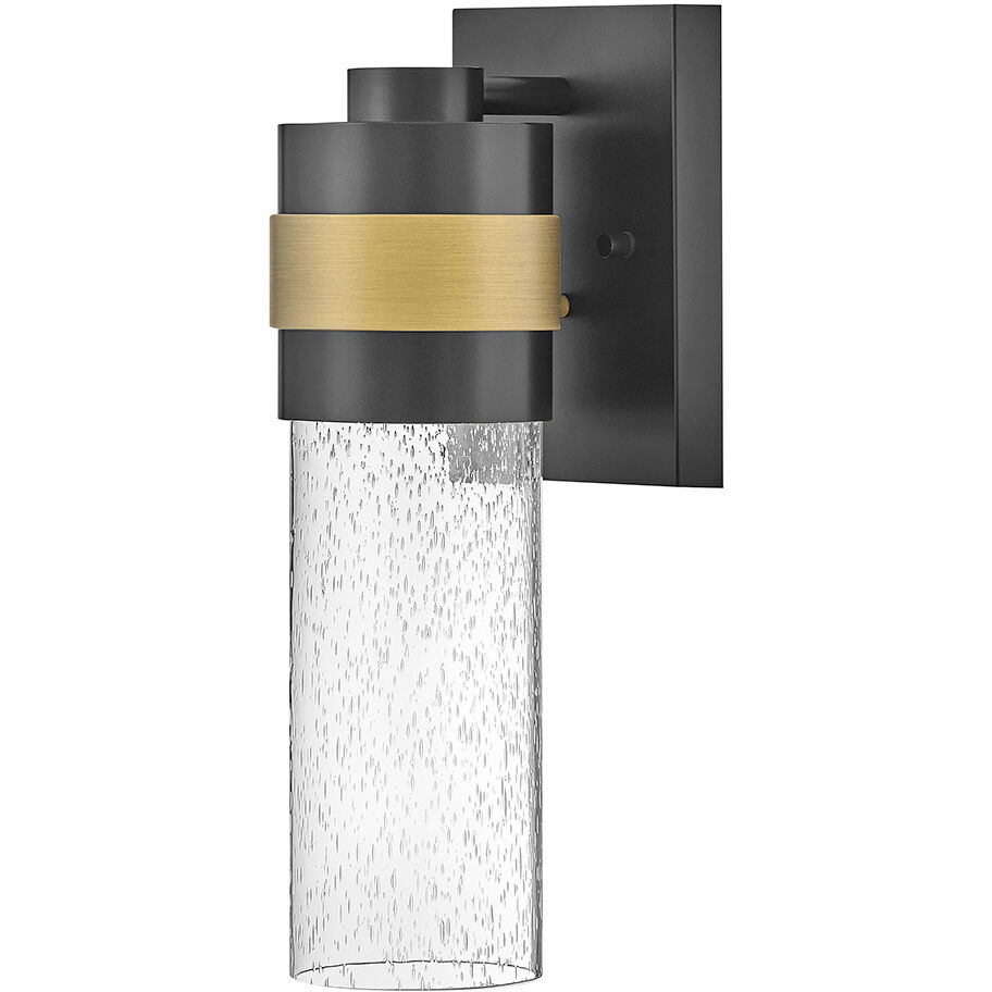 Albie 1 Light 12.75 inch Black with Antique Brass Outdoor Wall Mount