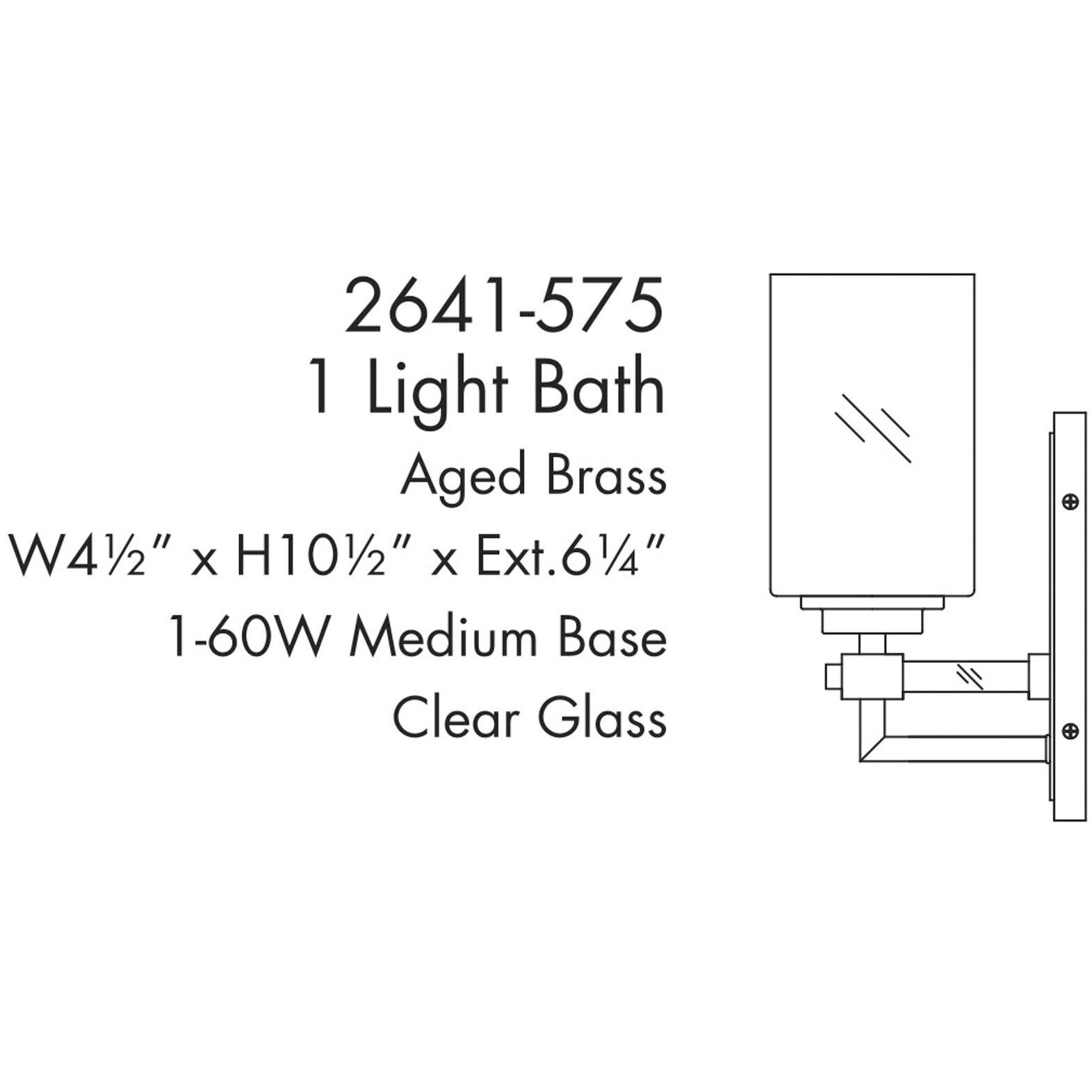 Binsly 1 Light 4.5 inch Aged Brass Bath Vanity Wall Light