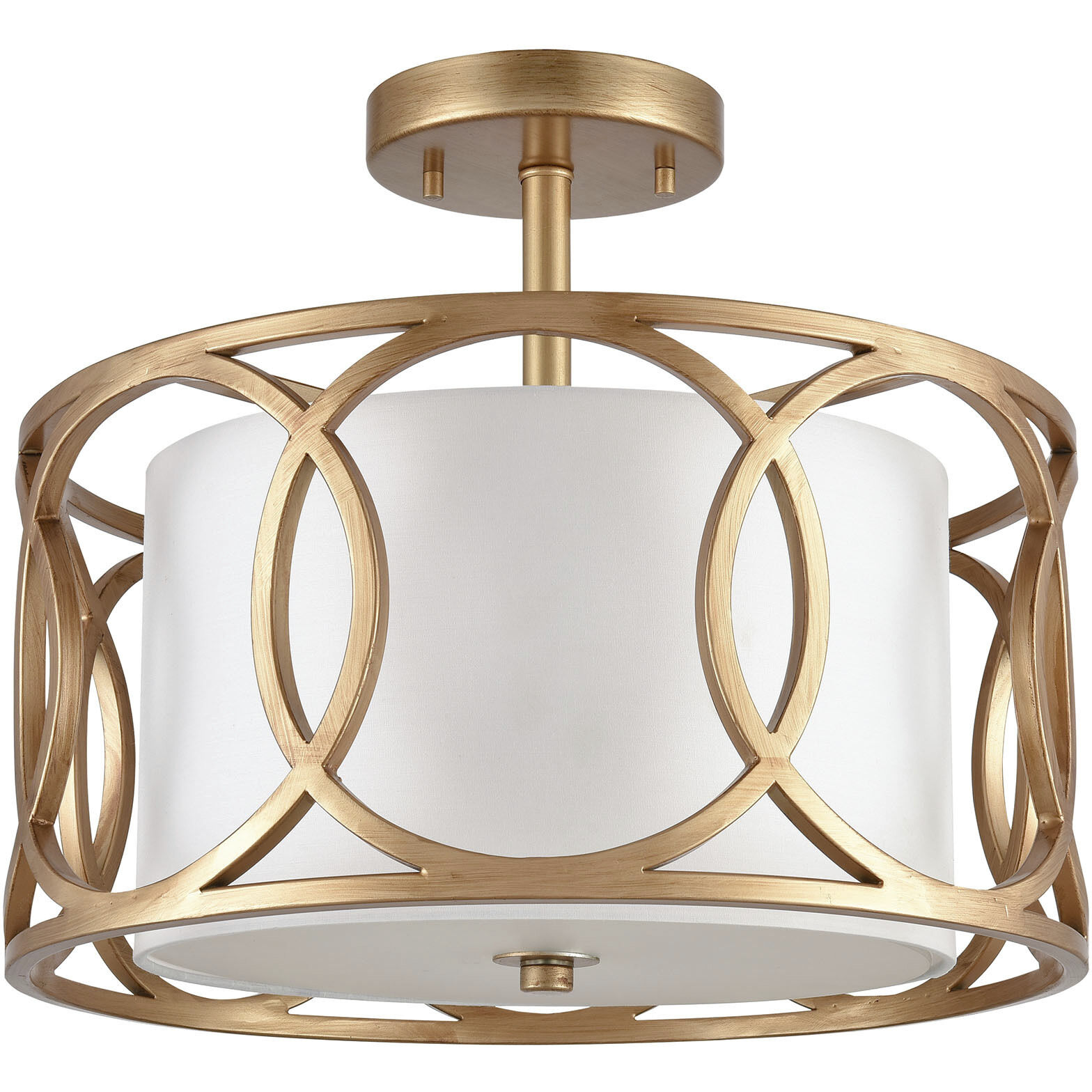 Ringlets 2 Light 16 inch Matte Gold Semi Flush Mount Ceiling Light