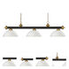 Riviera 3 Light 57 inch Bronze and Satin Gold Billiard Ceiling Light in Matte Opal Glass
