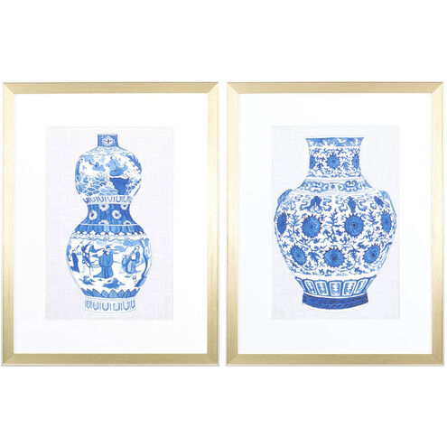 Ming Vase Blue and Neutral Framed Art