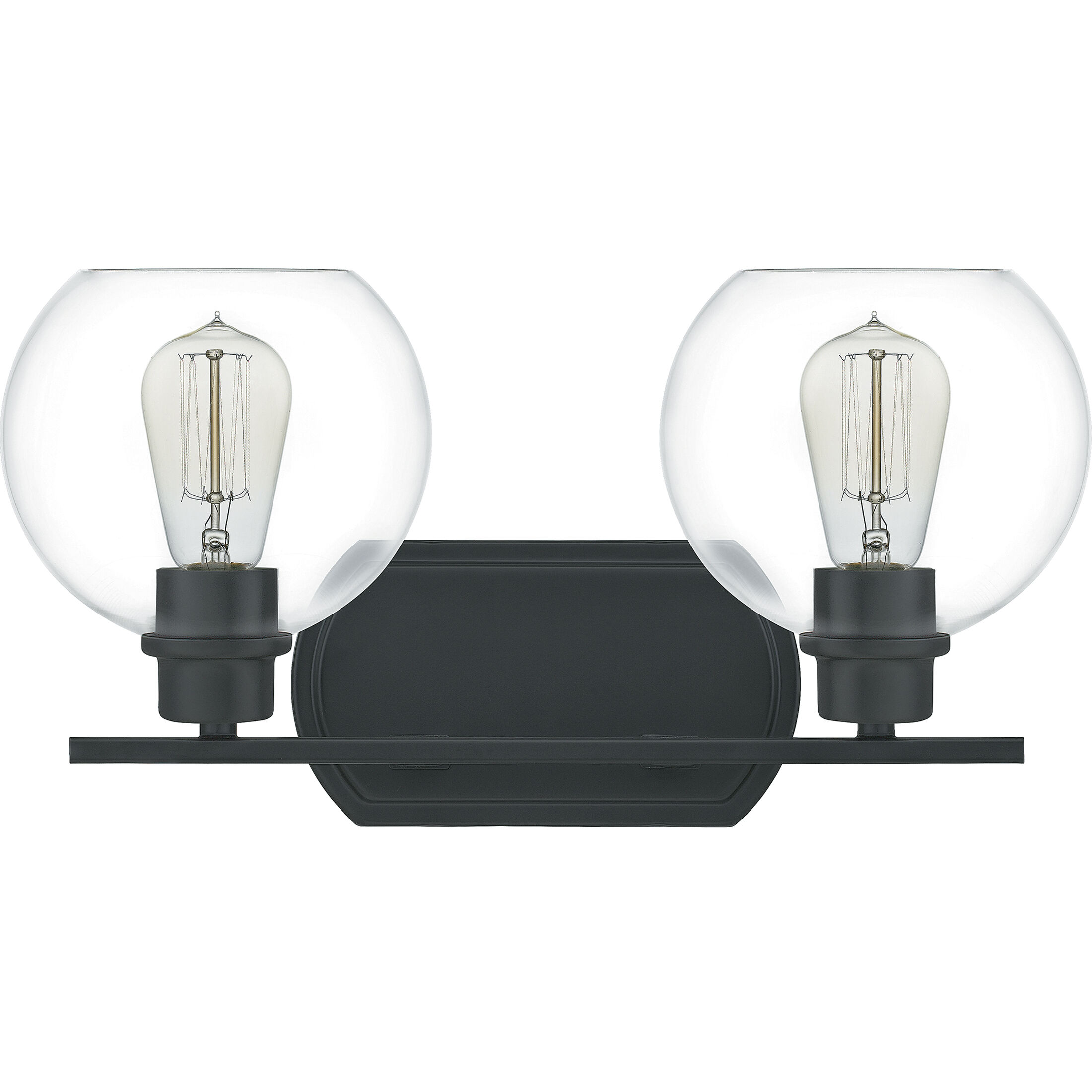 Pruitt 2 Light 16.5 inch Matte Black Bath Light Wall Light in Clear Glass