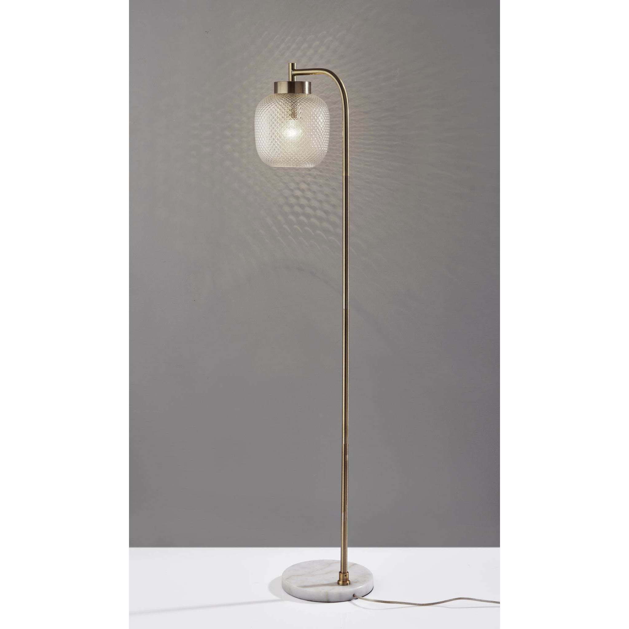 Natasha 58 inch 100.00 watt Antique Brass Floor Lamp Portable Light