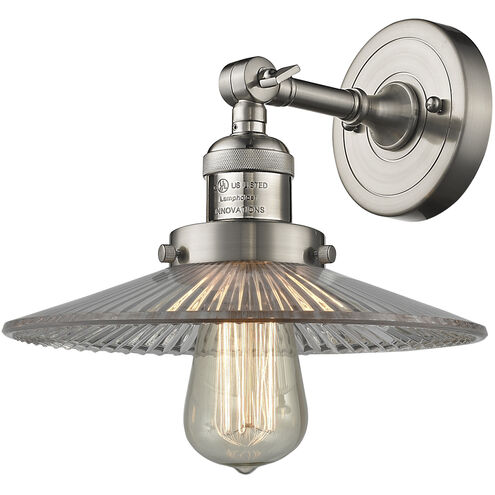 Franklin Restoration Halophane LED 8.5 inch Brushed Satin Nickel Semi-Flush Mount Ceiling Light in Clear Halophane Glass, Franklin Restoration