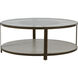 Marlon 48.5 X 48.25 inch Textured Black and Brushed Brass with Cerused White Coffee Table