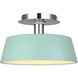 Jessa LED 12.75 inch Brushed Nickel/Green Flush Mount Ceiling Light in Brushed Nickel and Green