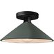 Radiance 1 Light 11.75 inch Pewter Green and Matte Black Semi Flush Ceiling Light
