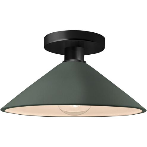 Radiance 1 Light 11.75 inch Pewter Green and Matte Black Semi Flush Ceiling Light