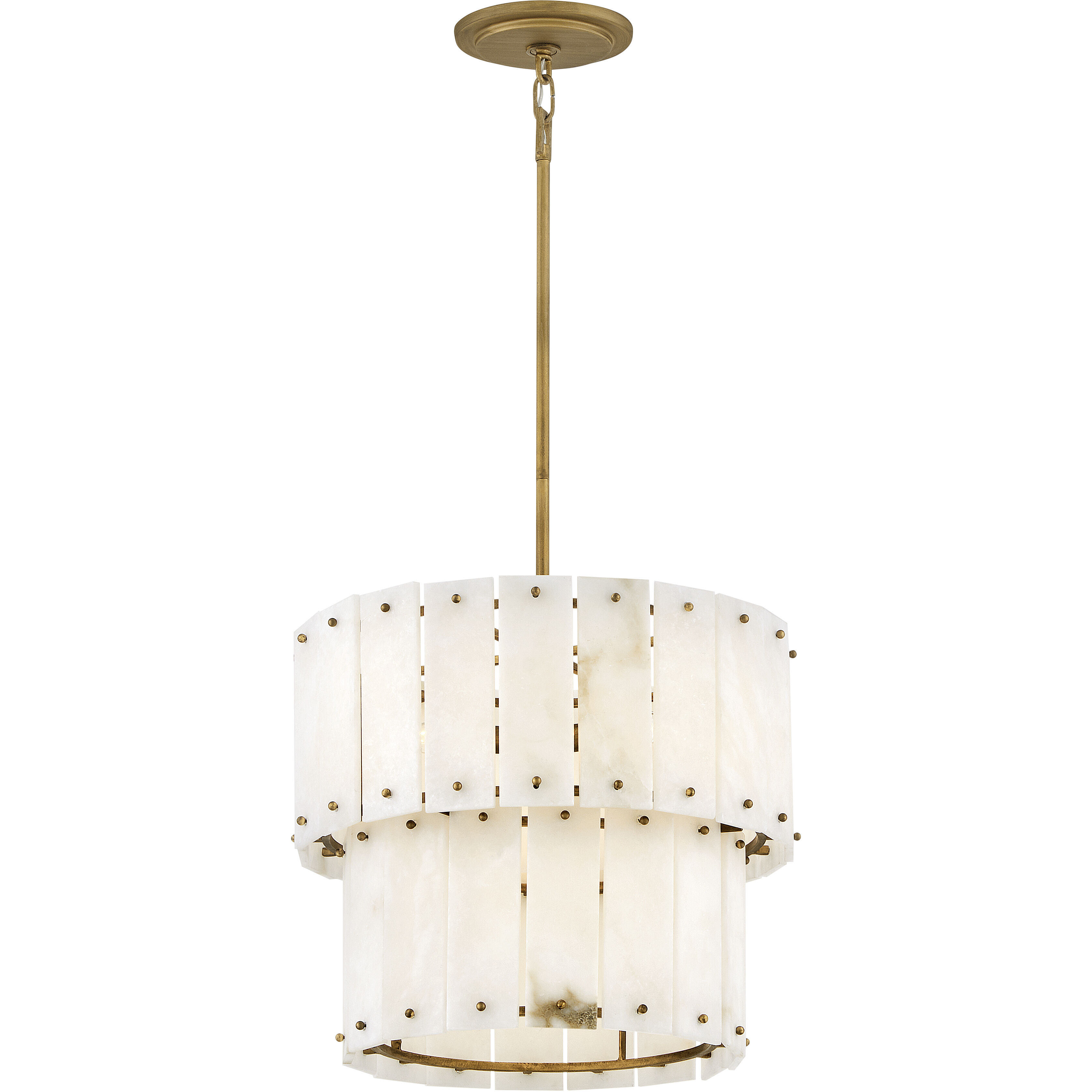Simone LED 17.5 inch Burnished Gold Foyer Ceiling Light in Alabaster, Semi-flush Mount