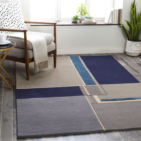 Mid Century 90 X 60 inch Navy Rug in 5 x 8, Rectangle