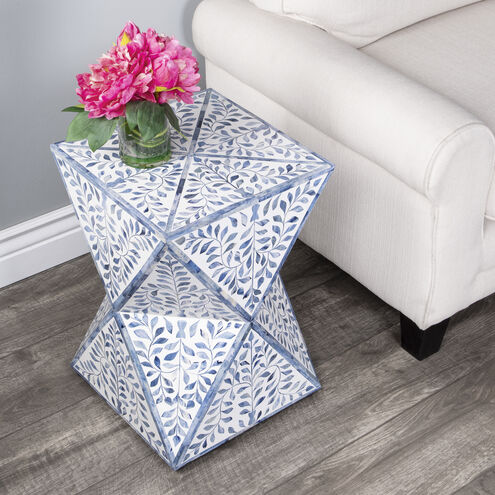 Trubadur Bone Inlay Side Table in Sky Blue and White