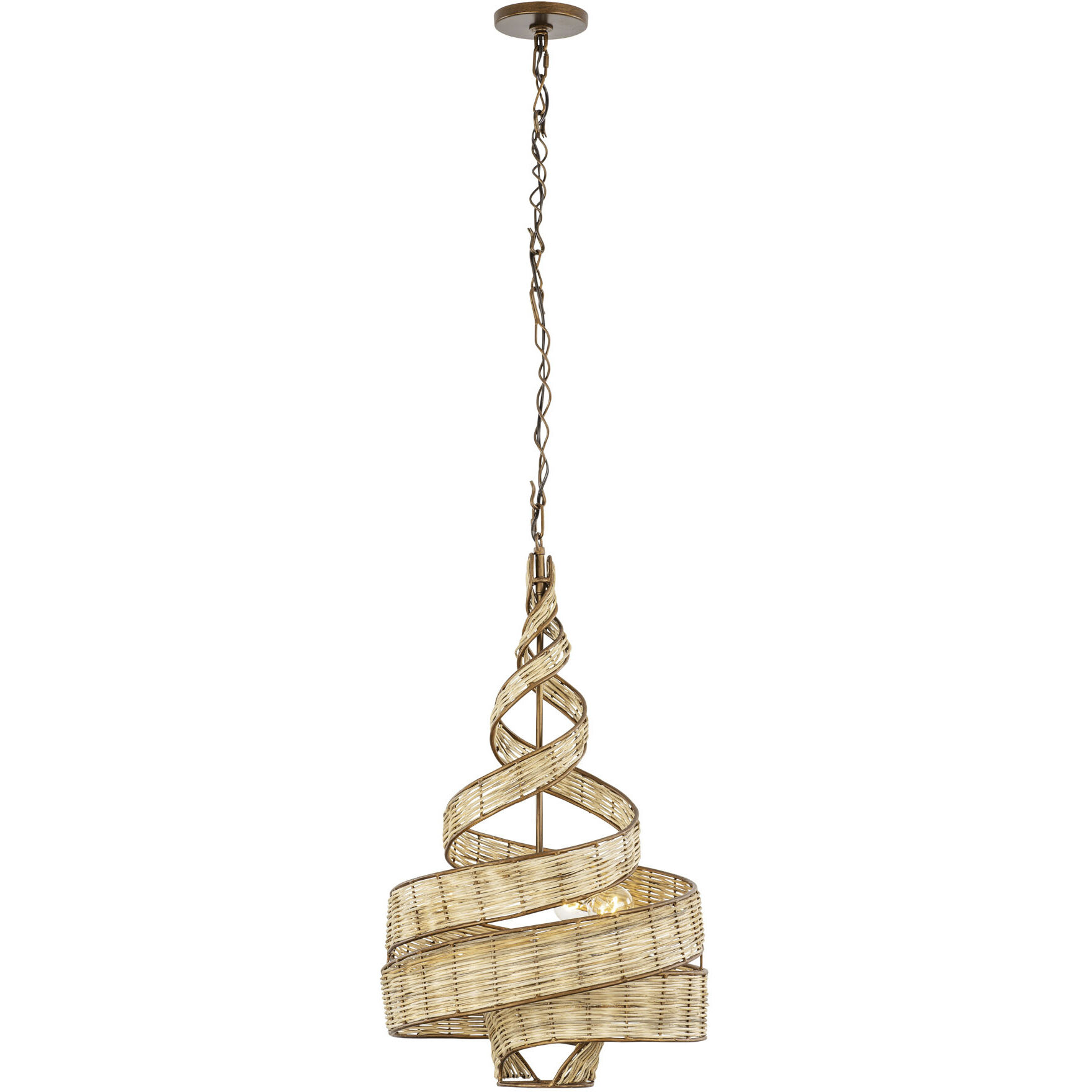 Flow 3 Light 18 inch Baguette and Natural Rattan Pendant Ceiling Light in Baguette/Natural Rattan, Smithsonian Collaboration
