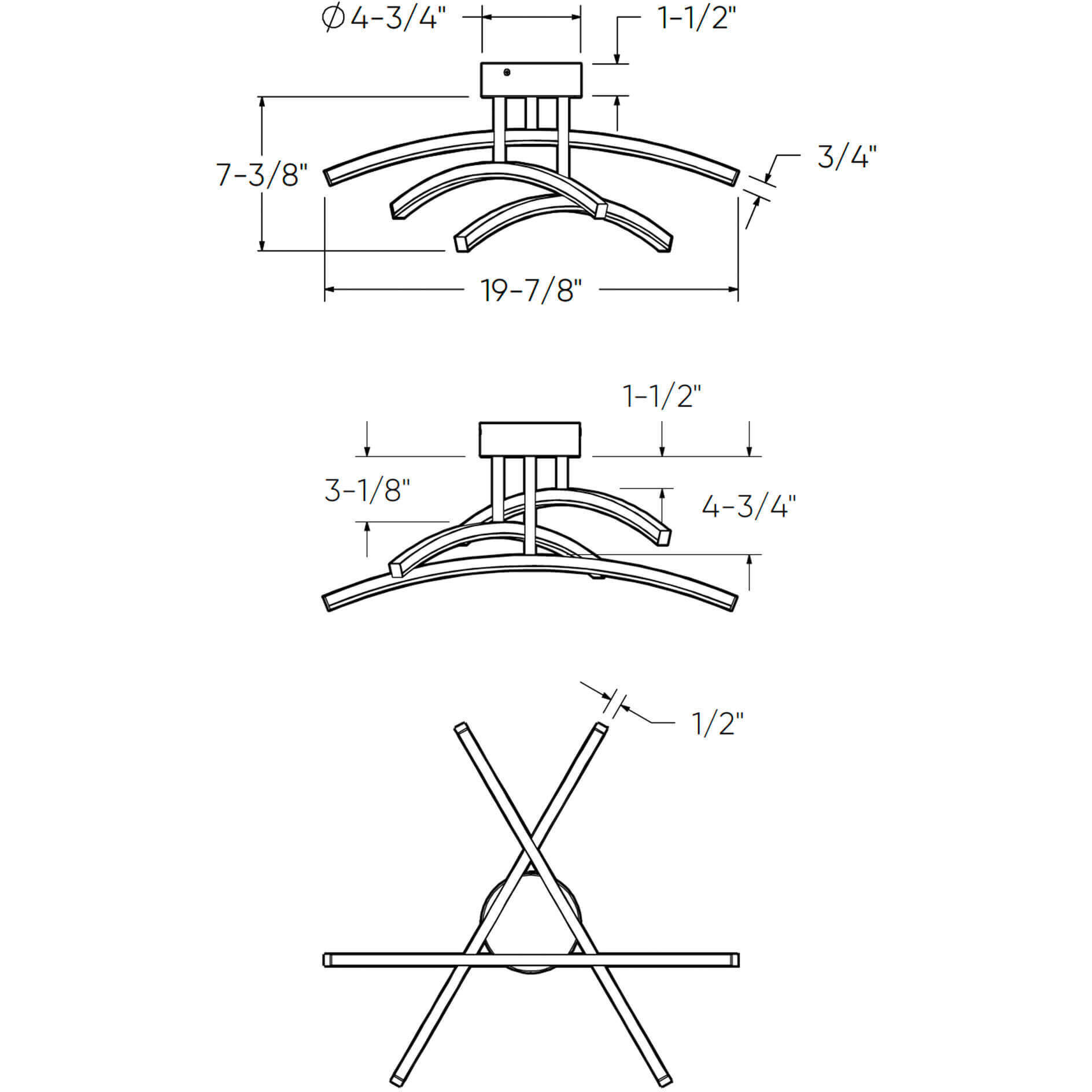 Sway 3 Light 19.8 inch Black Flushmount Ceiling Light