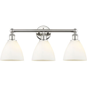Bristol Glass 3 Light 25.5 inch Polished Nickel Bath Vanity Light Wall Light in Matte White