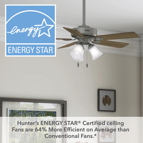 Swanson 44 inch Matte Silver with Autumn Walnut/Natural Wood Blades Ceiling Fan