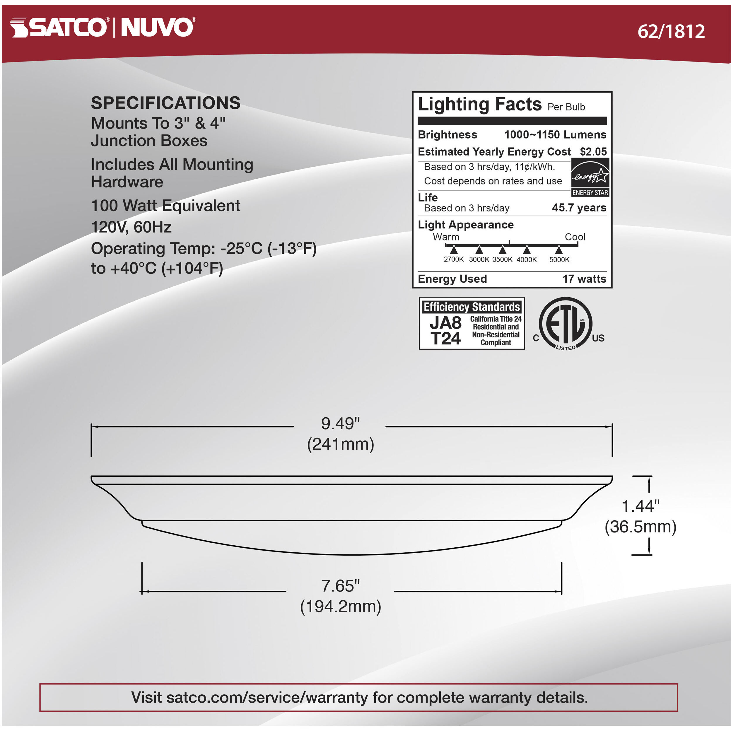 Brentwood Integrated LED Brushed Nickel LED Disk