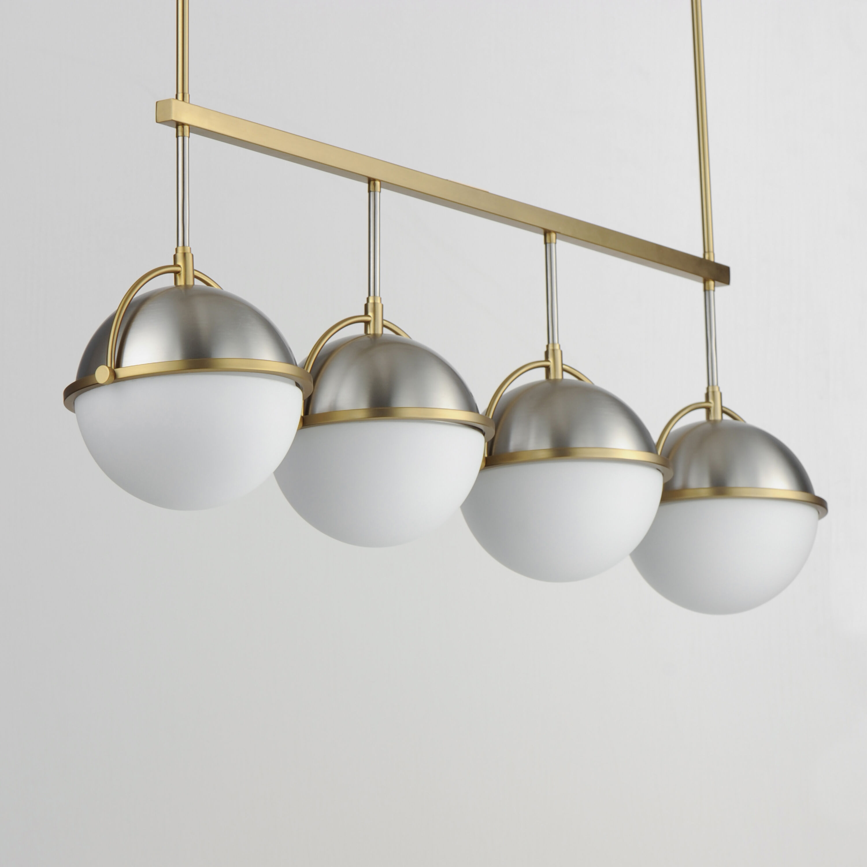 Duke 4 Light 42 inch Satin Nickel and Satin Brass Linear Pendant Ceiling Light