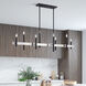 Denmark 8 Light 48 inch Black with Brushed Nickel Accents Linear Chandelier Ceiling Light