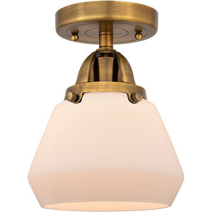 Nouveau 2 Fulton LED 7 inch Brushed Brass Semi-Flush Mount Ceiling Light in Matte White Glass