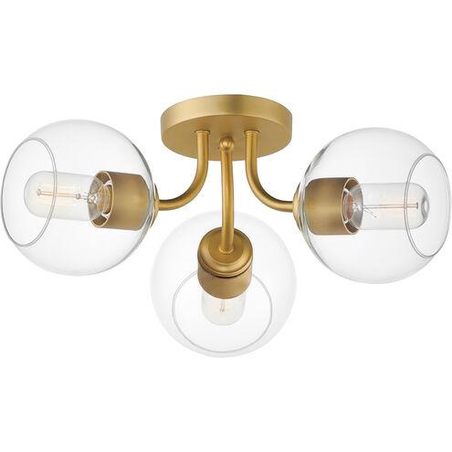 Knox 3 Light 18 inch Natural Aged Brass Semi-Flush Mount Ceiling Light