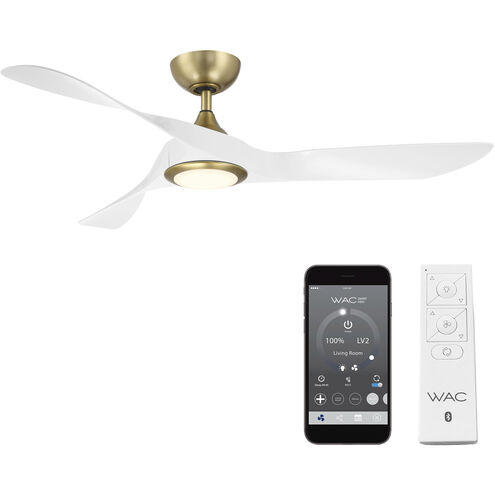 Swirl 54 inch Soft Brass/Matte White with Matte White Blades Ceiling Fan, Smart Fan