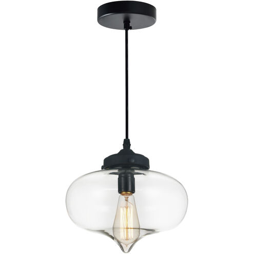 Glass 1 Light 11 inch Black Down Mini Pendant Ceiling Light