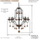 Colonial Charm 5 Light 28 inch Old World Bronze/Walnut Accents Chandelier Ceiling Light