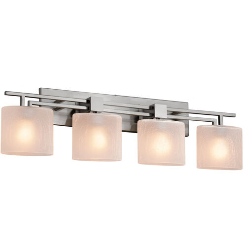 Fusion 4 Light 36 inch Brushed Nickel Bath Bar Wall Light in Oval, Incandescent, Frosted Crackle Fusion