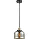 Ballston Bell LED 8 inch Black Antique Brass Mini Pendant Ceiling Light, Large Bell