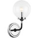 Particles 1 Light 5.88 inch Black and Chrome Wall Sconce Wall Light in Chrome and Clear