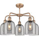 Ballston Bella 5 Light 23.5 inch Antique Copper Stem Hung Chandelier Ceiling Light in Light Smoke Glass