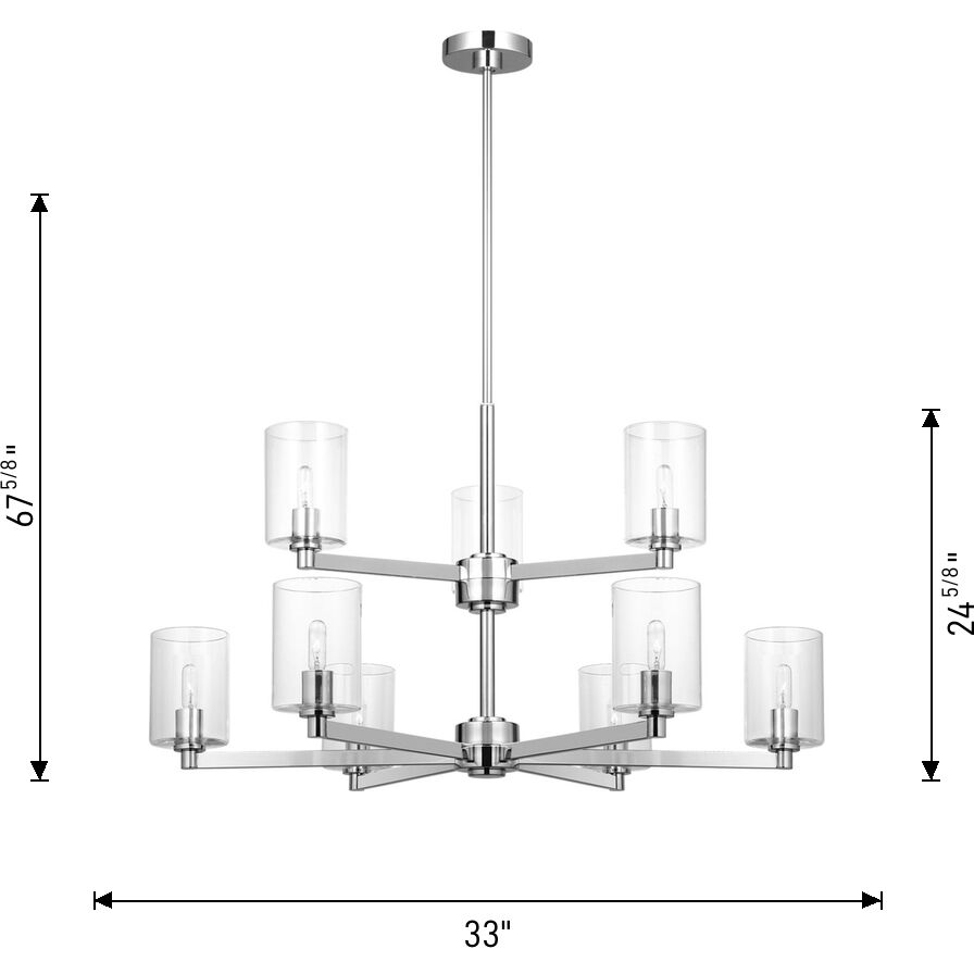 Fullton 9 Light 30 inch Chrome Chandelier Ceiling Light