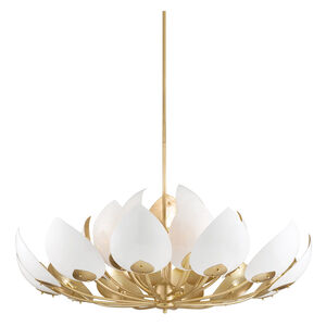Lotus 21 Light 54 inch Gold Leaf Chandelier Ceiling Light