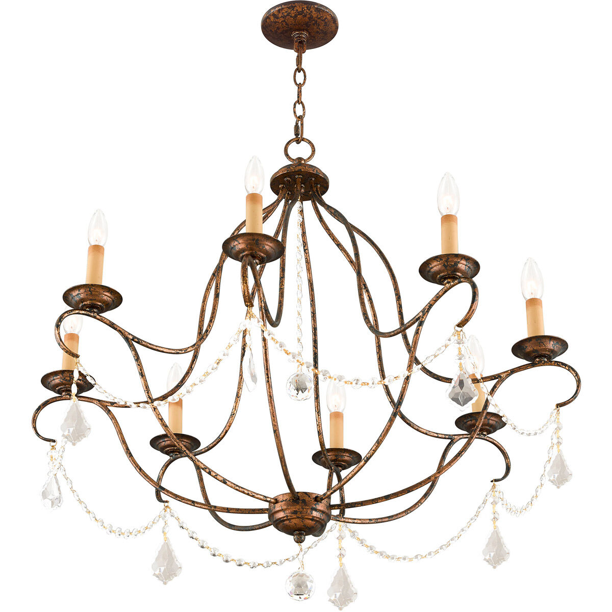 Chesterfield 8 Light 32 inch Hand Applied Venetian Golden Bronze Chandelier Ceiling Light