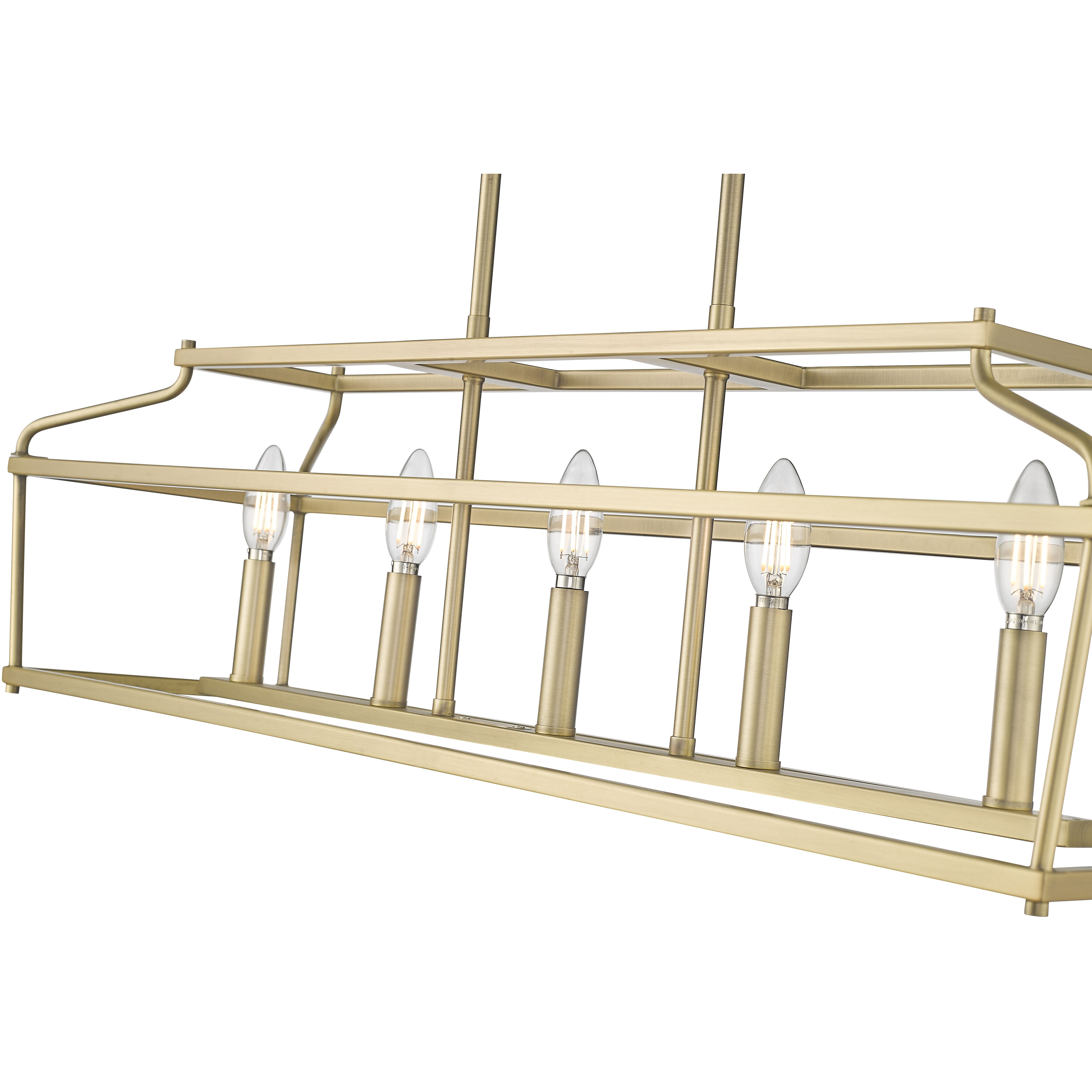 Nellita 5 Light 34 inch Vintage Brass Linear Chandelier Ceiling Light