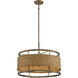 Arcadia 6 Light 22 inch Burnished Brass with Natural Rattan Pendant Ceiling Light