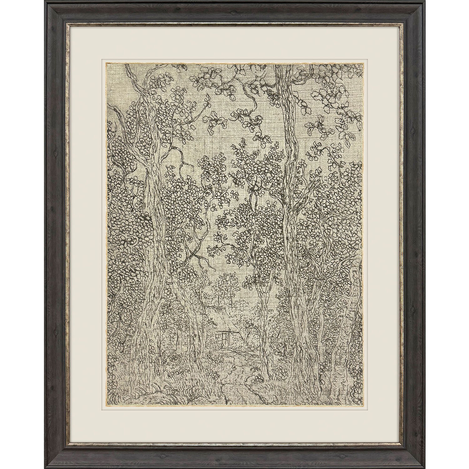Wooded Landscape Brown and Beige and Neutral and Sepia Framed Art