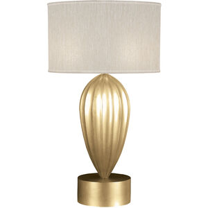 Allegretto 33 inch 150 watt Gold Table Lamp Portable Light in Gold Leaf, Champagne Fabric