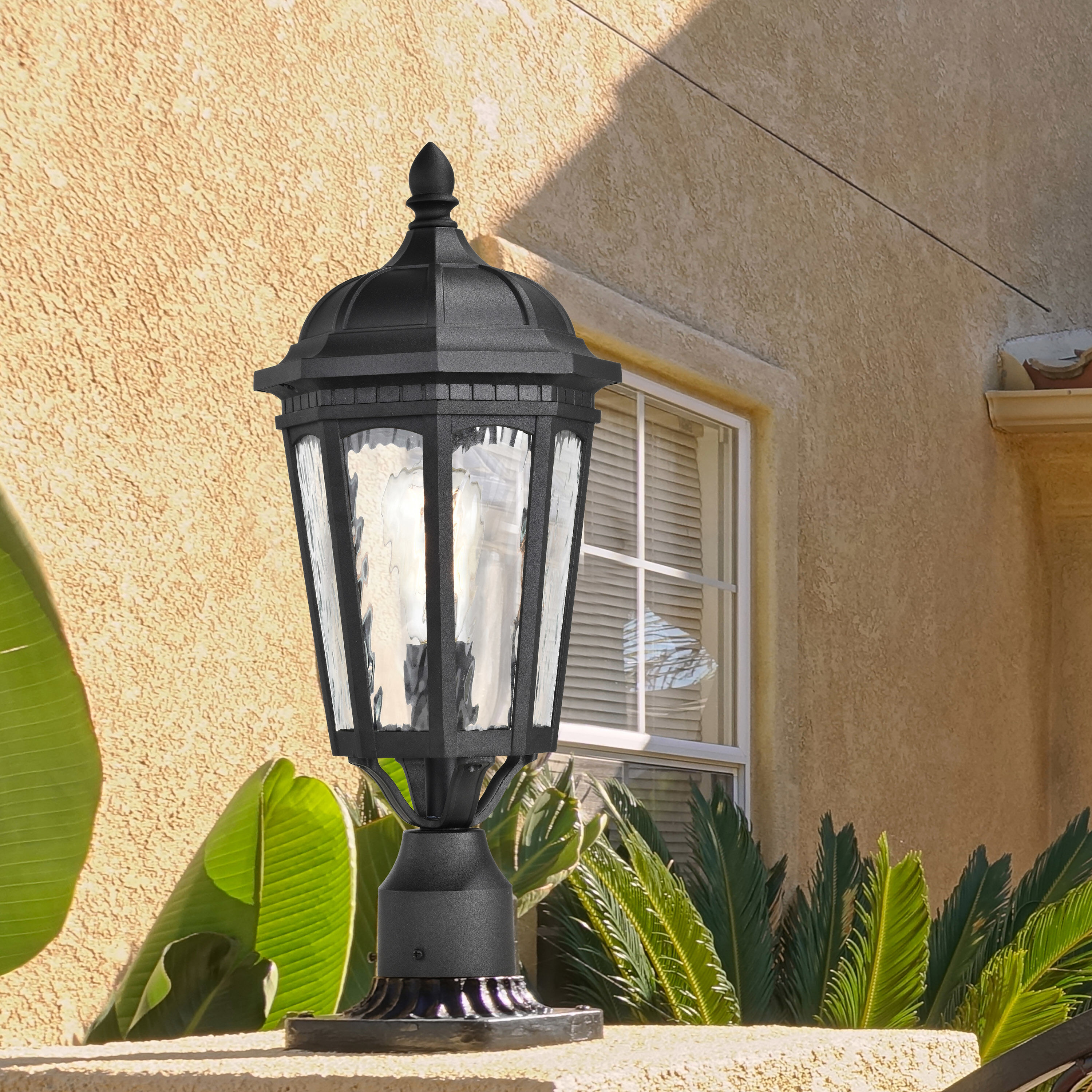 East River 20 inch Matte Black Post Lantern