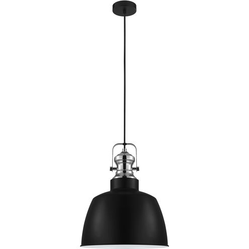 Gilwell 1 Light 14.96 inch Matte Black and Chrome Pendant Ceiling Light
