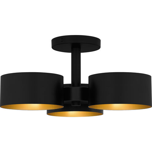 Nala 3 Light 16.25 inch Matte Black Semi-Flush Mount Ceiling Light, Medium